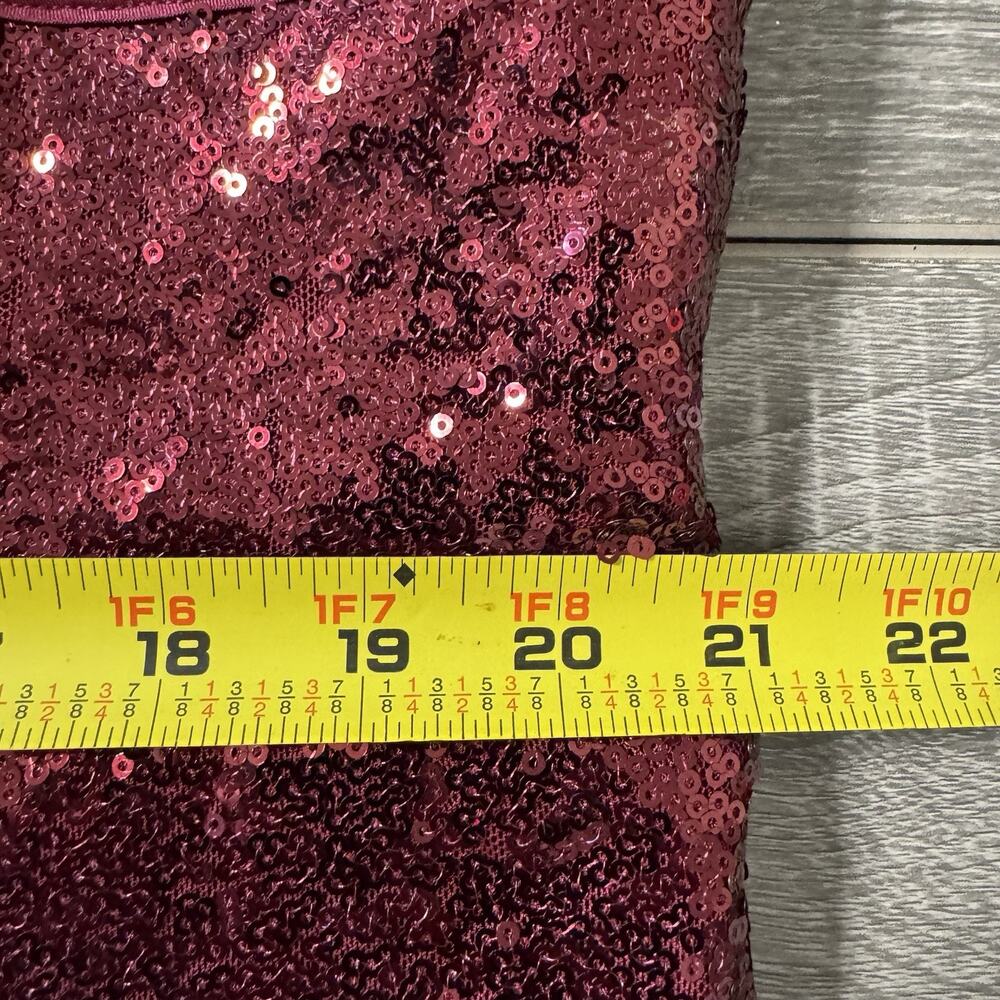 City Chic Burgundy Sequin Mini Dress Size 22 Sleeveless Cocktail Party Glam - Picture 14 of 16
